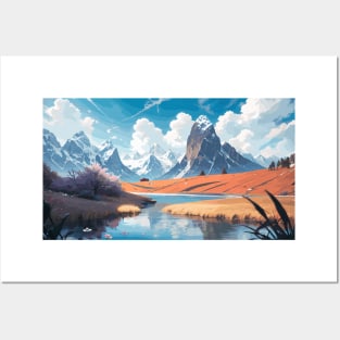 landscape painting, mountain landscape, hike and explore, v5 Posters and Art